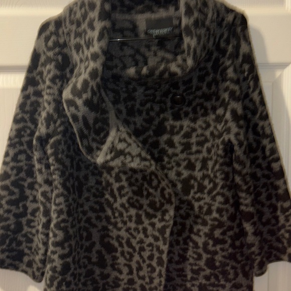 Cynthia Rowley Black and Gray wool blend Cowl Neck Sweater in animal print M - Picture 10 of 14